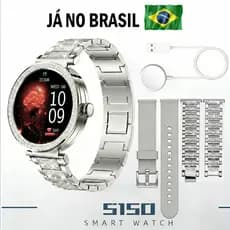 Smartwatch S150 Feminino Relógio Inteligente Chamada NFC e monitor de frequência cardíaca. Tela AMOLED 1.41″