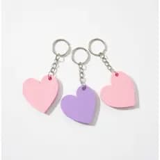 Chaveiro de Coração Rosa Bebê Lilás Azul Bebê - Super Fofo e Minimalista