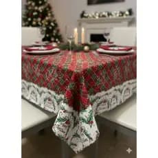 Tecido Natalino Premium – Estampa “Merry Christmas” com Detalhes Dourados e Tema Xadrez Tradicional