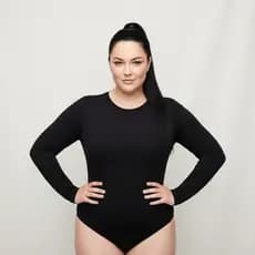 Body Plus Size Manga Longa Gola Careca Canoa Sem Gola