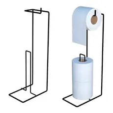 Suporte Porta Papel Higiênico De Chão 3 Rolos Preto