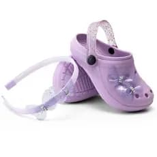 Sandália Infantil Menina Babuche Original Leve e Confortável Com Tiara De Brinde