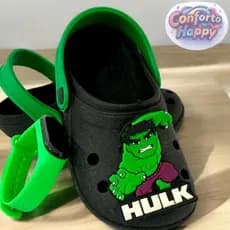 Sandália Infantil Masculina do Homem Verde Babuche Leve e Confortável