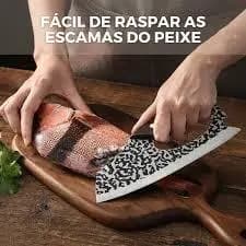 Cutelo Inox Faca Profissional Churrasco Cozinha Camping Cabo Rústico Artesanal  King Envio Rápido Pronta Entrega