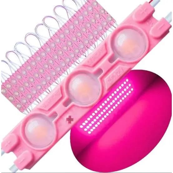 20 Módulos 3 Leds Rosa Smd Prova D'água Luminoso 12v