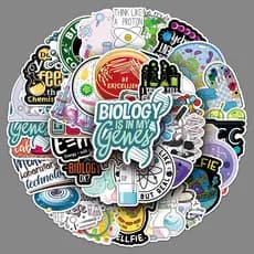 50 adesivos científicos para laboratórios de química e biologia, adesivos decorativos à prova d'água para cadernos de ci