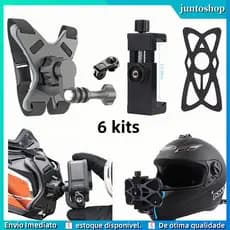 suporte de capacete para câmera de ação e celular queixo gopro sjcam