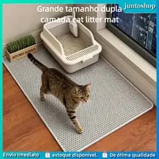 Coletor de Areia para Gatos EVA Dupla Camada Anti-Sujeira, Lavável a Água, Tamanho Grande 61x76 cm