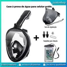 juntoshop>>>Kit Máscara à Prova d'Água Snorkeling/Mergulho +Óculos Silicone   Máscara De Mergulho Snorkel Full Face