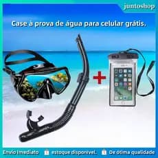 juntoshop>>>Kit Máscaras De Mergulho Profissional Adulto Anti-Embaçamento Para Natação Mergulho+Celular case