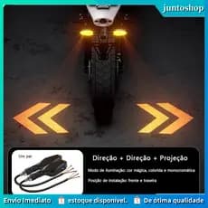 2 Peças Luz de projeção de direção de motocicleta luz de corrida diurna luz de aviso LED 27 modos de luz ajustáveis
