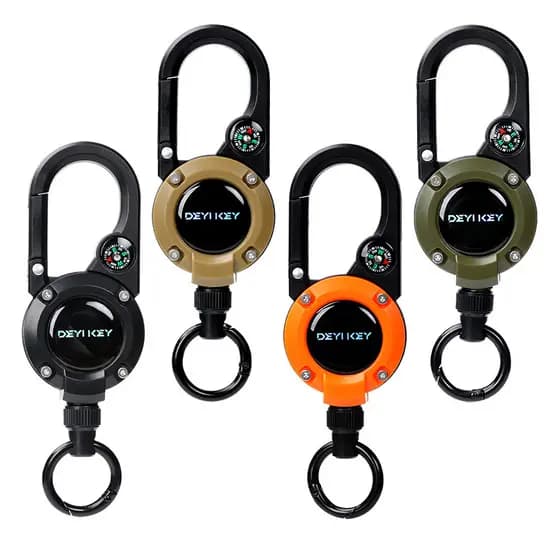 Fivela de montanhismo, fivela retrátil para corda de pesca com isca, fivela de fácil puxada para uso externo, chaveiro d