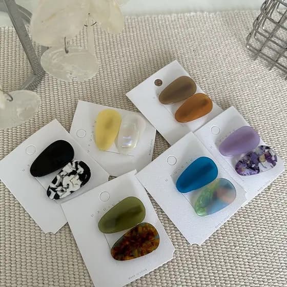 Presilha de cabelo de acetato com combinação de cores em estilo coreano, formato geométrico, gota d'água, presilha peque