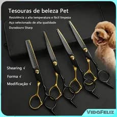 5 - em - 1 conjunto de tesouras de pet grooming para gatos e cães, corte de cabelo de decoração, tesouras de pet groomin