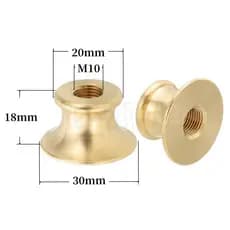Conector em T de latão puro com rosca interna M10 e porca com junta espessa para conectar o eixo principal, luz deslizan