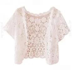 dusur9 Bolero Feminino De Renda Com Ombros Curta Crop Top Crochê Cardigã Floral