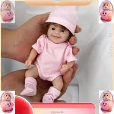 Boneca Reborn Mini de Silicone de 7 Polegadas, Realista para Bebês Recém-Nascidos, Vem com Acessórios de Alimentação e V