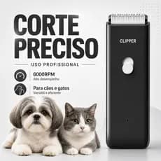 Aparador Pet Profissional 6000RPM Lâmina Cerâmica Baixo Ruído USB IPX7 Cães e Gatos Corte Preciso