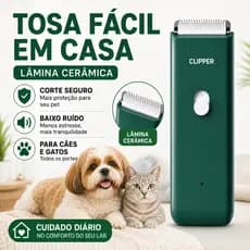 Aparador Pet 6000RPM Silencioso Lâmina Cerâmica USB IPX7 Cães e Gatos Uso Doméstico Profissional