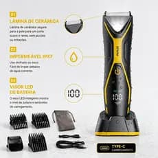 ENSSU Aparador de Pelos à Prova d’Água LED Corpo Barba Cabelo Virilha Uso Íntimo Cerâmica USB