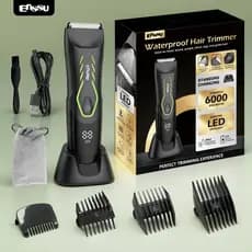 Aparador de Pelos Corporal à Prova d’Água com LED e Base – Ideal para Presente Masculino