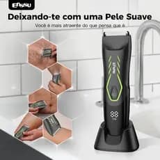 Máquina de Cortar Pelos Masculina com LED e Suporte – Para Áreas Sensíveis e Virilha