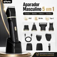 Aparador de Pelos Masculino 5 em 1 Multifuncional, Corpo Nariz Axila Peito Virilha, À Prova D’Água