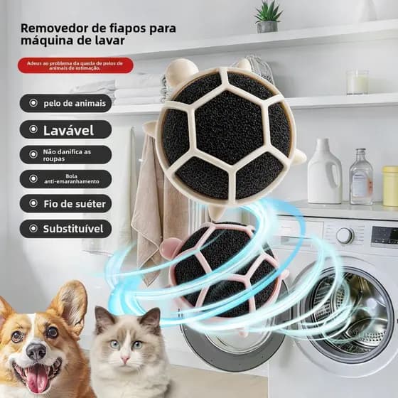 Removedor De Pêlos De Animais De Estimação Para Máquina De Lavar Com 4 Tartarugas , Coletor , Limpador De Roupas Reutili