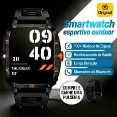 Smartwatch Esportivo 3ATM Bateria Ultra Longa Monitor Sono Saúde Relógio Inteligente Academia Corrida Treino WT02