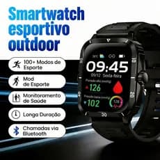 Smartwatch WT02 3ATM Bateria Longa Monitor Sono Pressão Cardíaca Relógio Inteligente Saúde Esporte Academia Corrida