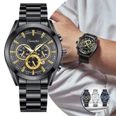 Relógio Masculino Quartz Sunlifex 9345 Luxo Executivo Pulseira de Aço Resistente à Água e Luminoso, Presente para Homem