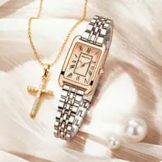 Relógio feminino Quadrado Elegante 3599 Design Moderno em Liga Metálica - Quartzo Resistente À Água com Garantia 3599