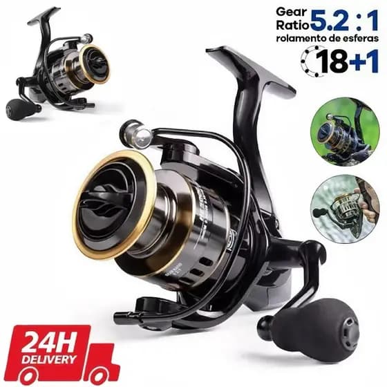 Carretel De Pesca Profissional 18 + 1BB 5 ; 2 1 De Metal Para Mão Esquerda E Direita!!