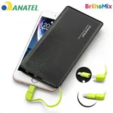 Carregador portátil Pinneng Power Bank 10.000mah com adaptador para iPhone, V8