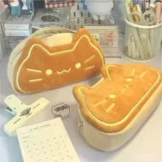 Veludo Caramelo Gato Caneta Caso Grande Capacidade Saco Cosmético Estudante Presente De Aniversário Suprimentos De Mesa