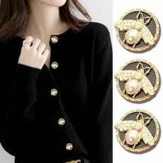 10 Peças Bonitas Delicadas Abelhas Botões De Metal Redondo Pérola Inlaid Fato Casaco Jumper Cardigan Vestido Versátil De