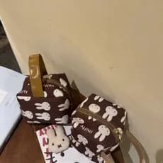 Bolsa de Lona com Estampa do Coelho Miffy Marrom Japonês, Bolsa de Maquiagem, Bolsa de Armazenamento, Bolsa de Mão Portá