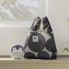 Sacola de compras estilo pinguim de desenho animado japonês, bolsa de armazenamento prática de grande capacidade, bolsa
