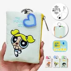 Bolsa de Moedas Bordada das Powerpuff Girls com Corda Retrátil, Porta-Cartões, Porta-Cartão de Acesso/Ônibus, Pingente,
