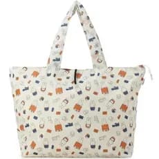 Bolsa de compras de grande capacidade com estampa de coelho em estilo japonês, bolsa de ombro, dobrável, bolsa portátil.