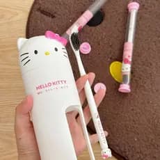 Estojo de Viagem para Escova de Dentes com Tema de Desenho Animado KT, Conjunto Portátil com Copo para Enxaguante Bucal,