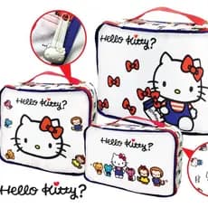 Bolsa de armazenamento estilo japonês com desenho de gato, organizador de roupas para viagem, conjunto de três peças, bo