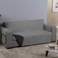 Protetor de Sofá 3 Lugares Grande King 2,20M X 1,80M Capa Protetora Dupla Faca Com Porta Objetos