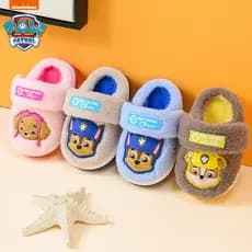 Chinelo Infantil Paw Patrol Plush Quente Antiderrapante Macio - Bebê Menino Casa Inverno