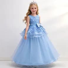 Vestido Princesa Infantil Longo Bordado – Vestido de Festa Luxo para Casamento e Daminha