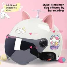 Capacete Cartoon com Orelhas para Moto e Scooter – Capacete Leve Ajustável Proteção