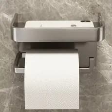 Suporte Papel Higiênico Metal Ou Plastico Apoio Para Celular Premium Fixo na Parede Sem Furos Facil Instalar