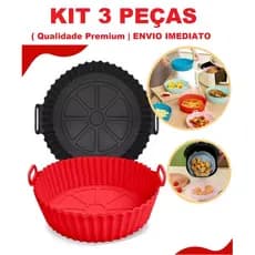 KIT 1 a 3 Forma De Silicone Para Air Fryer Forno Fritadeira Assadeira Reutilizável Antiaderente
