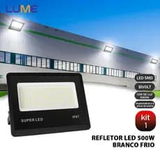 KIT 1 a 4 Refletor LED 500W Holofote Super Potente à Prova d'Água Área Externa Econômico Bivolt IP67