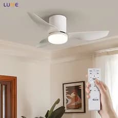 Ventilador de Teto Moderno com Luz LED Timer Remoto 3 Tons 6 Velocidades Bivolt Muito silenciosa
